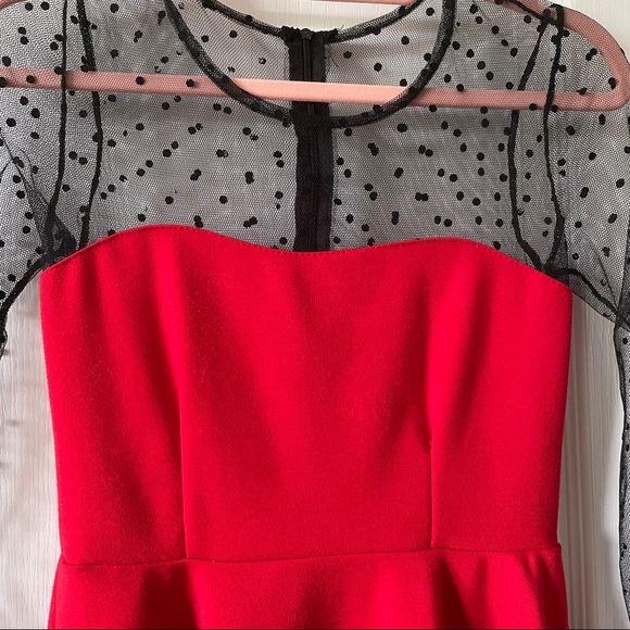 Black Polka Dot Red Dress - Picture 7 of 9